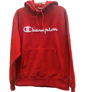 CHAMPION REVERSE WEAVE RED HOODIE KANGAROO POCKET MED Pit to Pit 23" UNISEX